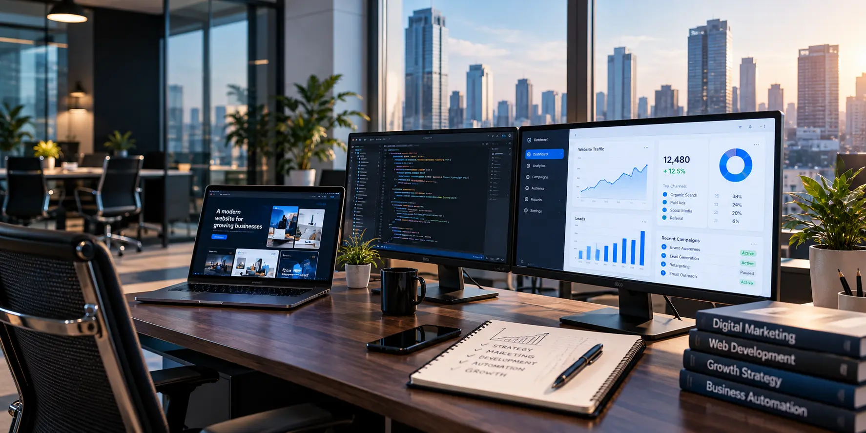 Connected business technology, analytics, and digital systems